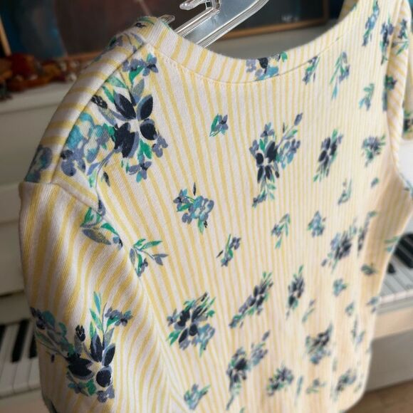 Karen Scott Yellow Floral Short Sleeve Top - Picture 10 of 16